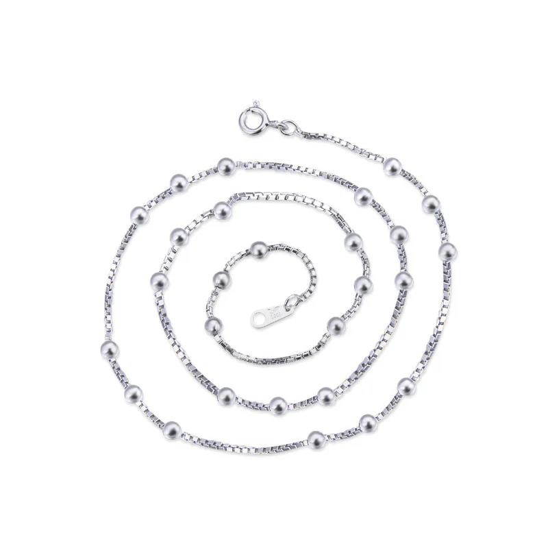 YJAX002201 New Fashion Minimalist Lady Accessories 1.2 Octagonal Bag 3.0 Beads 3:3 Necklace S925 Sterling Silver Jewelry | Украшения и