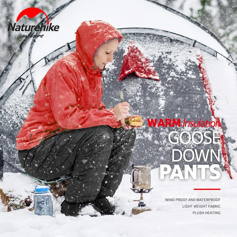 Comprar Naturehike Outdoor down pants impermeable wear hombres mujeres montañismo camping cálido invierno blanco ganso abajo pantalones sin talla S, L
