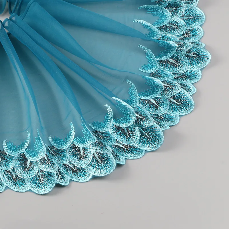 2 метра красочная эластичная кружевная ткань стрейч кружевная отделка эластичный DIY ремесло для шитья вышитая кружевная отделка для одежды 15-22 см Ширина - Цвет: blue peacock