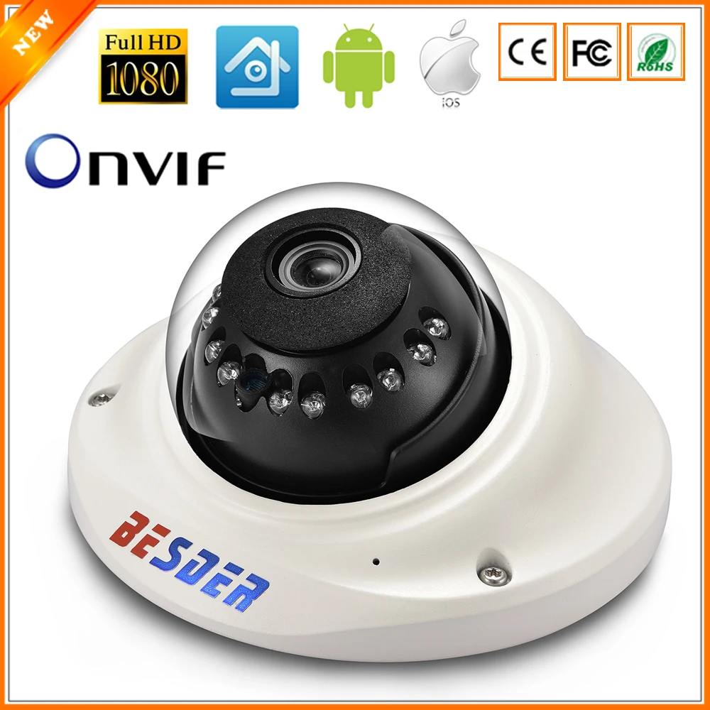 

BESDER Wide Angle Vandal-proof IP Camera For Elevator / House ONVIF Security Video Camera 1080P RTSP P2P Motion Detect 48V PoE