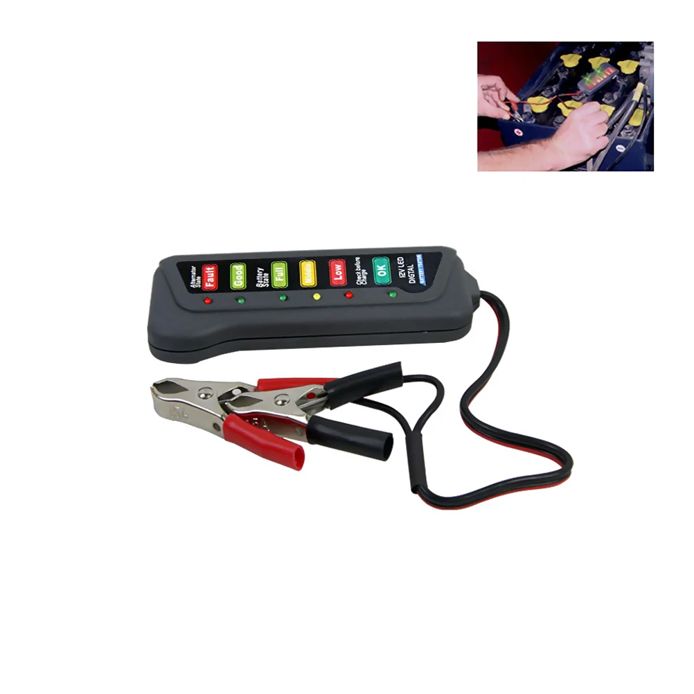 СВЕТОДИОДНЫЙ цифровой автомобильный тестер батареи цифровой генератор тестер 6 светодиодный дисплей Автомобильный диагностический инструмент автоматический тестер аккумулятора для автомобиля