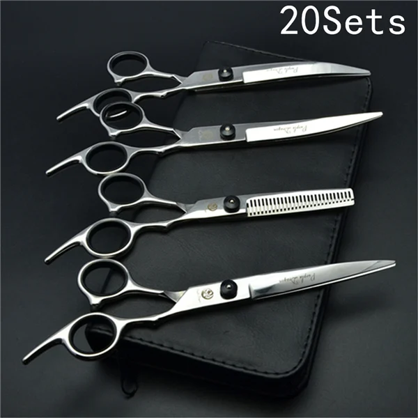 Z3001 Hei 4P 20Sets 20 комплектов " 7" нержавеющей уход за щенком Ножницы Собака изогнутые ножницы прямой сдвиг филировочные ножницы ПЭТ ножницы Z3001 - Цвет: Z3001 Hei 4P 20Sets