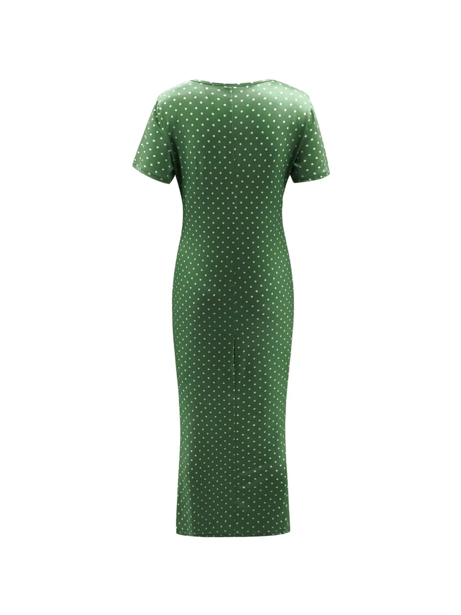 Gladiolus Sexy Bodycon Summer Dress Women 2019 Short Sleeve O Neck Polka Dot Women Maxi Dress Spring Ladies Sexy Club Dresses (25)