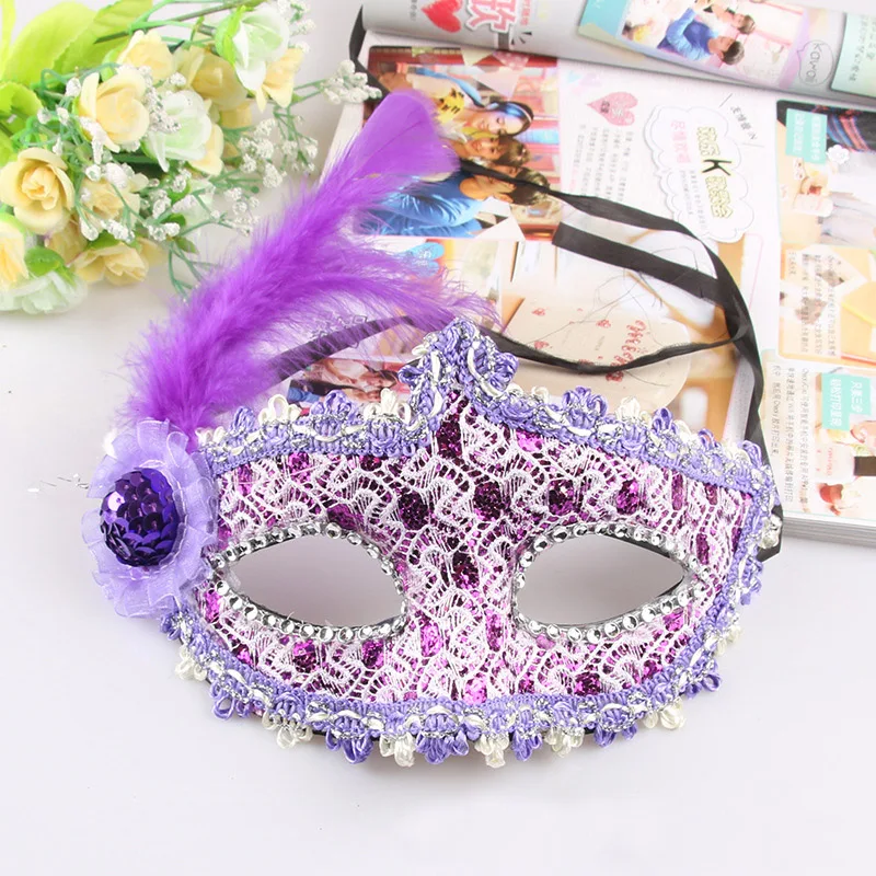 

OUDIROSE Women's Sexy Black Blue Pink Purple Lace Half Face Blinds Halloween Masquerade Party Mask Decora Single Party Supplies