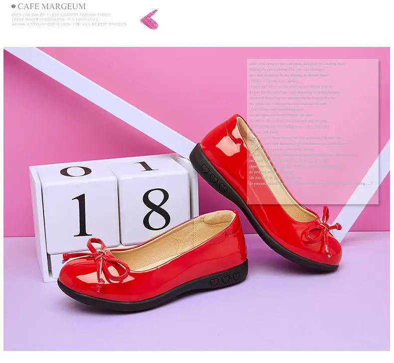 Детская обувь больших размеров 26-40; школьная кожаная обувь принцессы для девочек; Детские кожаные вечерние туфли черного и красного цвета; обувь для маленьких девочек на плоской подошве