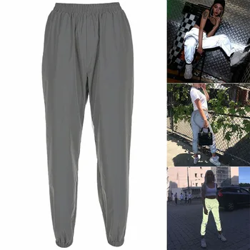 

1 Pcs Women Reflective Pants Trousers Elasticity Casual Night Sporting Jogger LXH