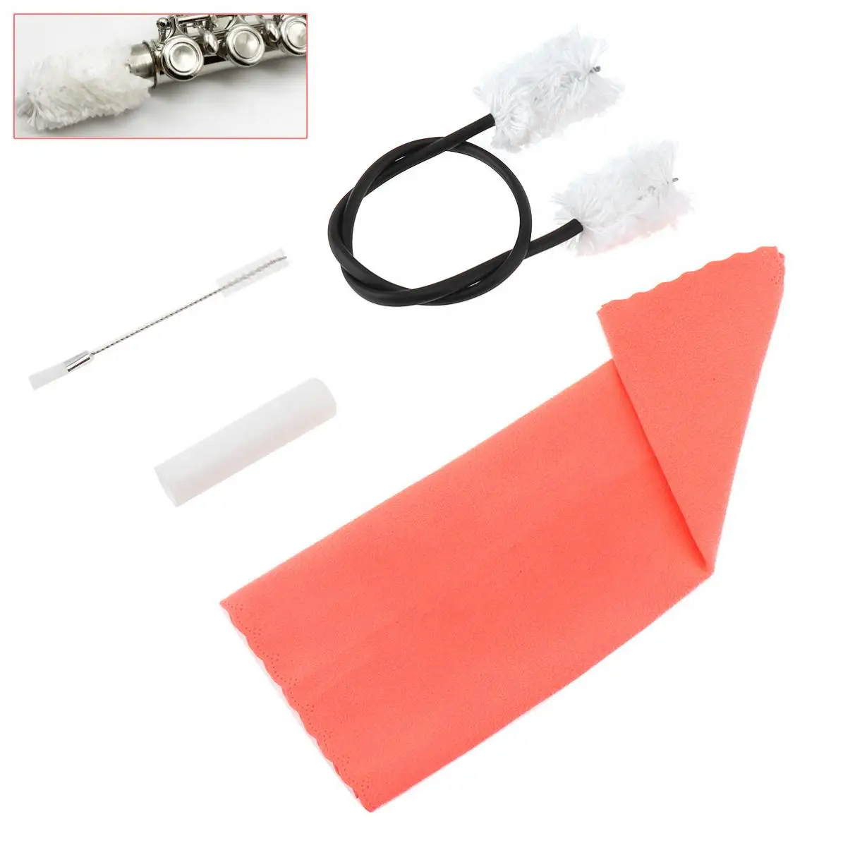 

4pcs/set Flute Clarinet Cleaning Tools Kit with Tube Inner Sound Hole Brush Cork Grease and Cleaning Cloth
