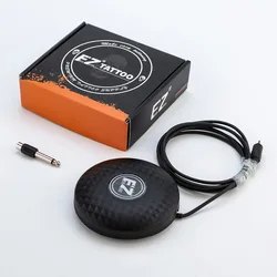 EZ Round Tattoo Foot Pedal Switch for standard Machine Power Supply Black with 6.35 mm RCA Connect Adapter