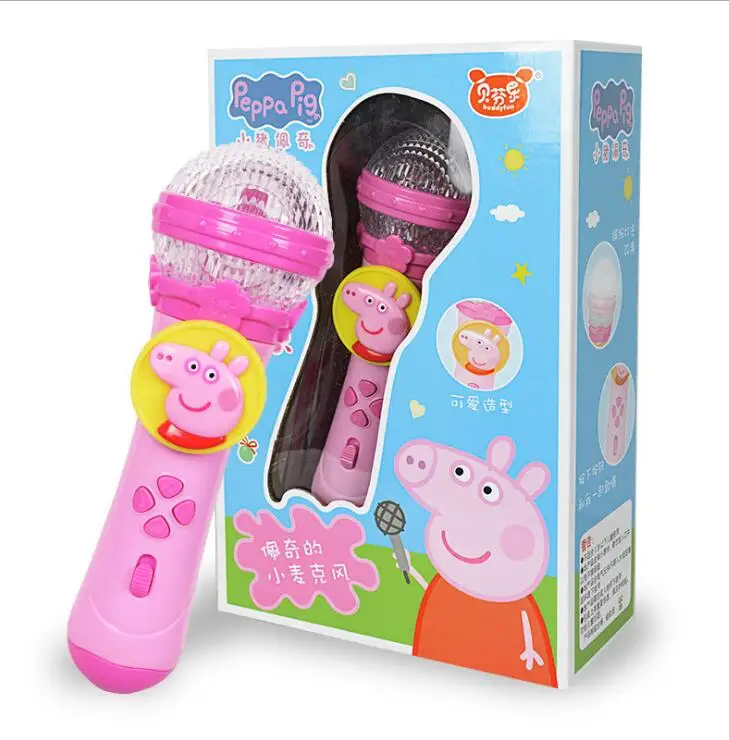 20 سنتيمتر 2019 جديد حقيقية Peppa الخنزير جورج الأطفال آلات موسيقية ضوء الموسيقى ميكروفون التعليم لعبة هدايا عيد الميلاد للأطفال