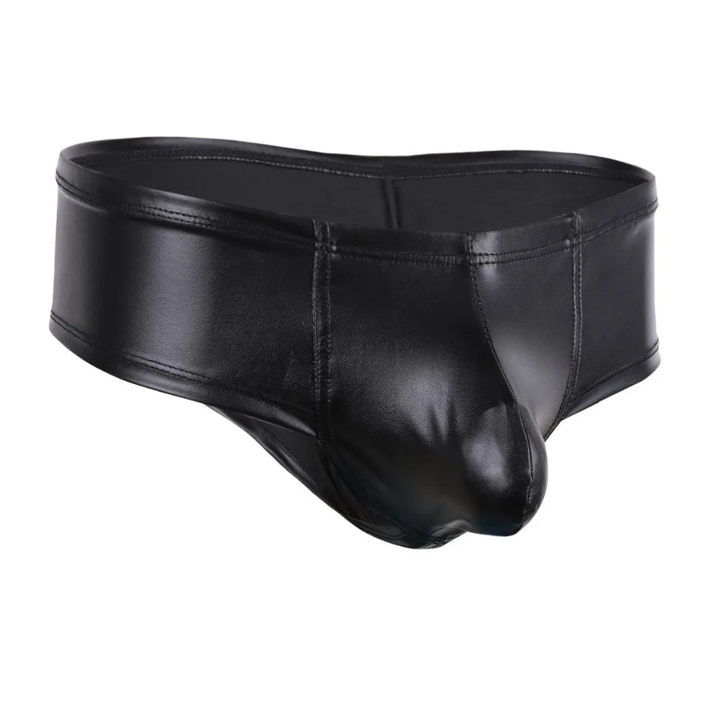 

Sexy Male Lingerie Faux Leather Short Boxer Briefs Bikini Boy Shorts Underwear Underpants Body Shaping Macho Play Outfit