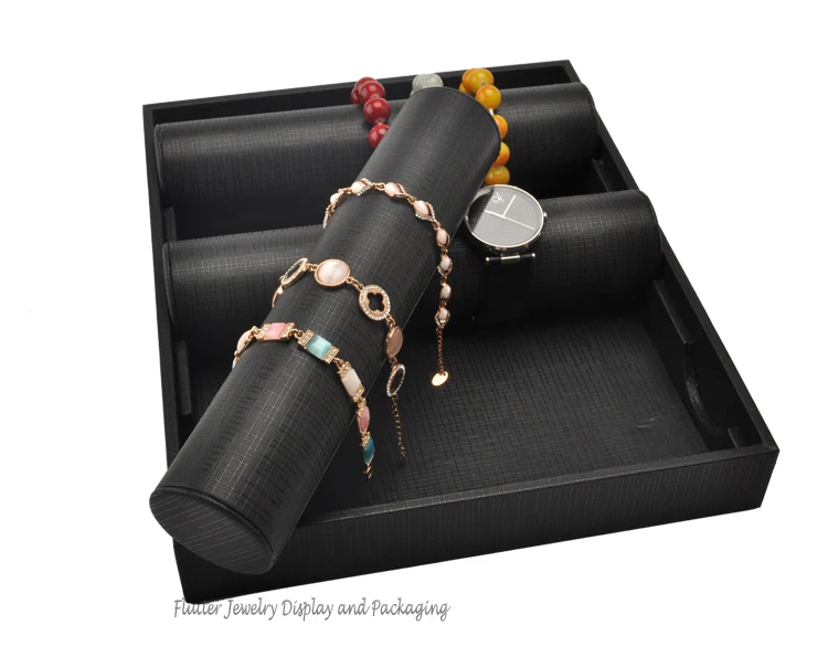 High Quality Black Leatherette Bracelet Display Tray Bangle Holder Watch Storage Boxes Bracelet