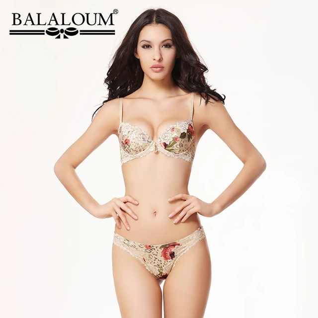 BALALOUM Sexy Floral Lace 34 Cup Push Up Bra Panty GString Sets