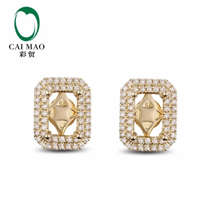 Caimao полу крепление Изумрудный Cut настройки и 0.45ct Diamond 14 К желтого золота драгоценных камней Обручение Ювелирные украшения