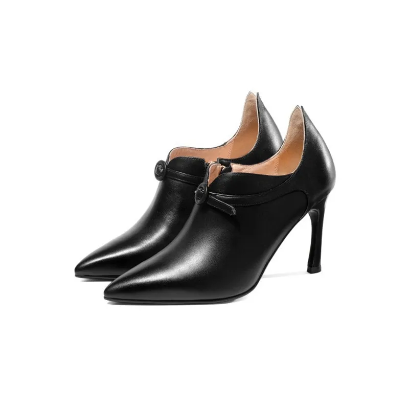 

2019 spring and autumn new fashion pointed stiletto high heel side zipper ladies single shoes black ljj 0324