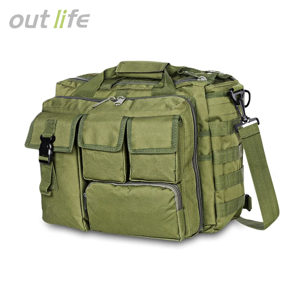 Outlife Military Tactical Shoulder Bag Messenger Bag Laptop Tablet Package Outdoor Camping Hiking Bag Hunting Backpack - Цвет: Army Green