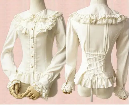 

2017 Lolita Long Sleeve Girl's Chiffon Shirt Dress/Blouse with Ruffles