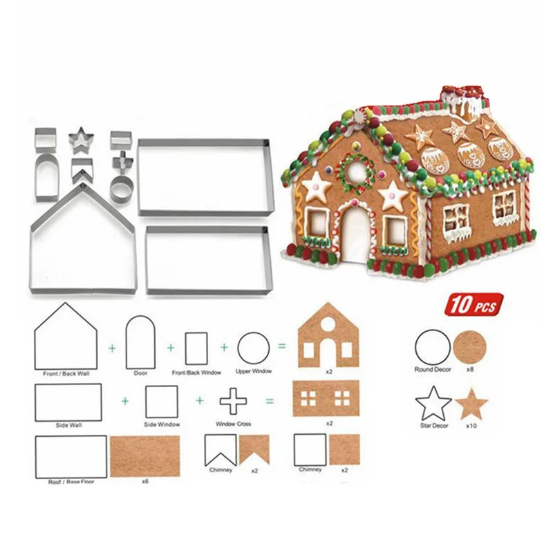 2.98US $ 18% OFF|Stainless Steel Christmas House Cookie Mold DIY Baking Cookie Tools Biscuit Fondant...