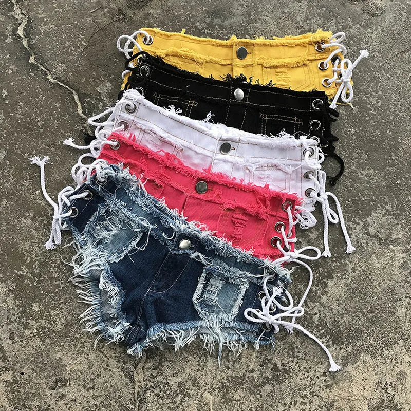 2018 новые летние женские джинсы твердые старый, лук талии волосатые края ночной клуб пикантные шорты промывают повязку