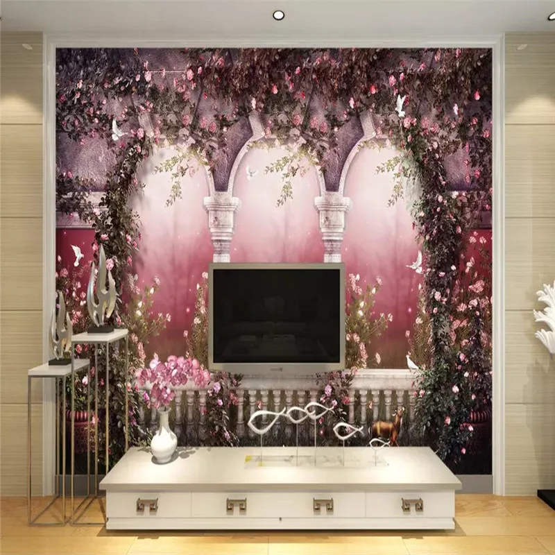 

Custom wallpaper murals super beautiful European arches idyllic Roman column TV sofa background wall - high-grade wall cloth