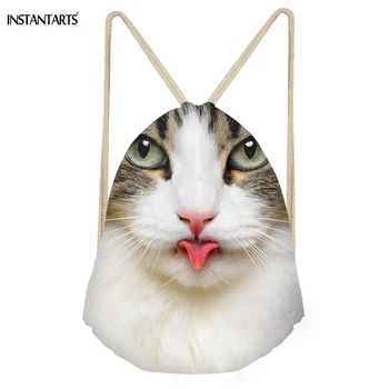 

INSTANTARTS Cute 3D Animal Cat Print Backpacks for Teen Girls Boys Soft Drawstrings Bags Fashion Multifunction Travel Rucksacks