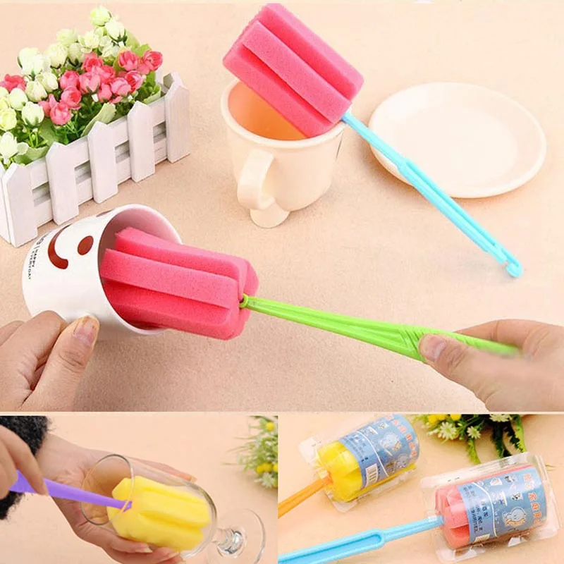 

Random Color Kitchen Cleaning Tool Sponge Brush For Wineglass Bottle Coffe Tea Glass Cup Mug Drop HG99