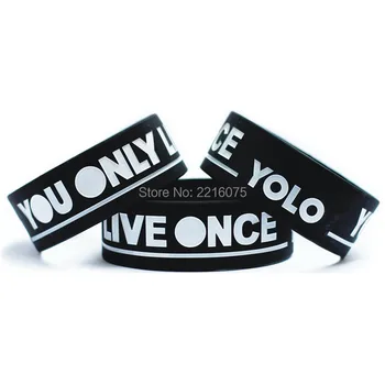 

300pcs One Inch YOLO You Only Live Once wristband silicone bracelets free shipping by DHL express