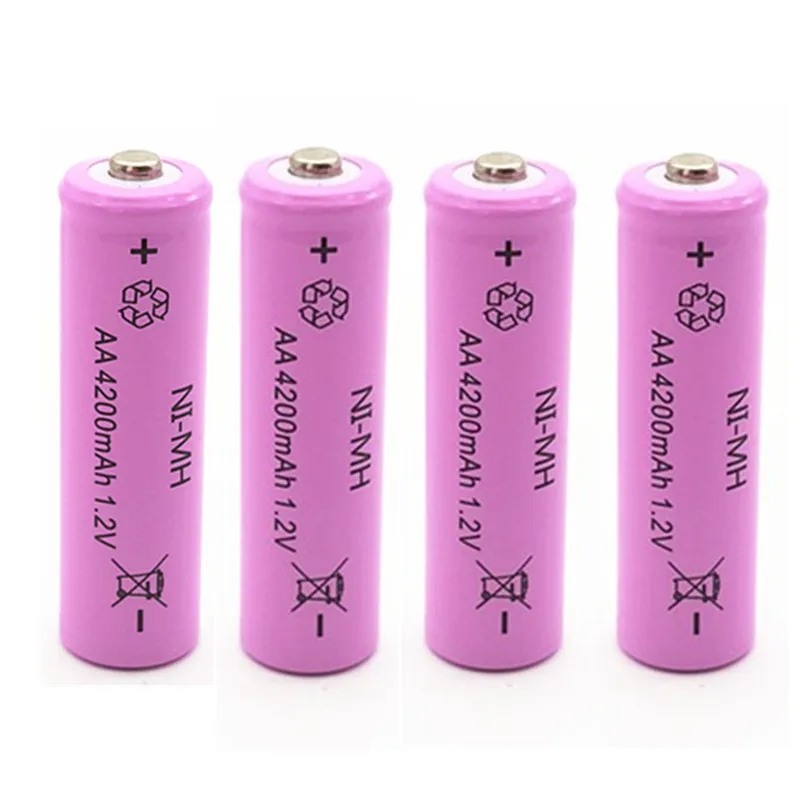 4 шт 4200 mAh Ni MH AA батарея 1 2 V нейтральная Аккумуляторная батареи Бесплатная