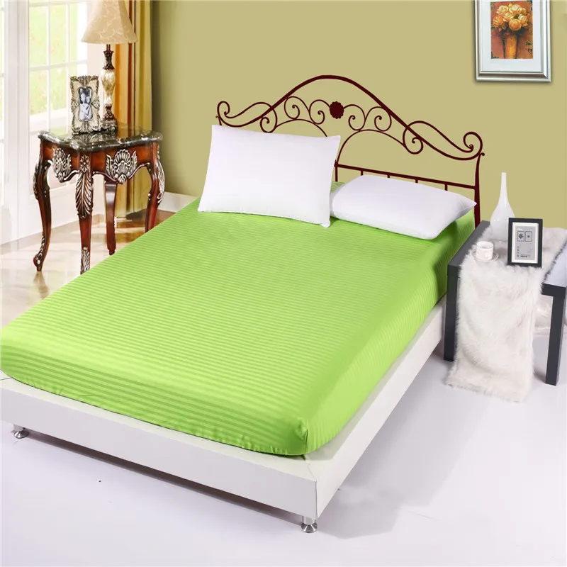 100% Cotton Premium Satin Stripe Encryption Fabric Bed Sheet Four Corners With Elastic160*200cm&200