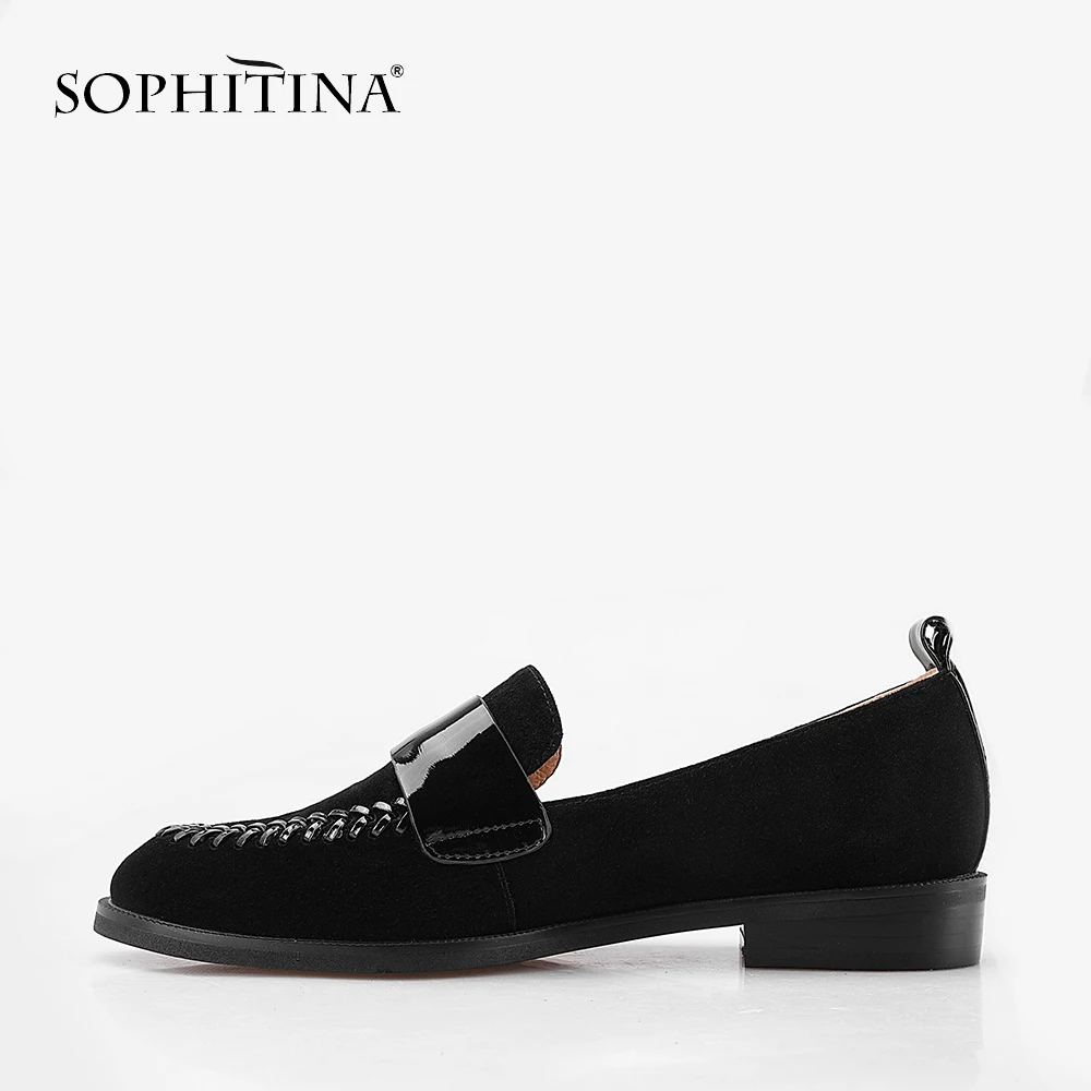 SOPHITINA/черные стандартные мокасины Элегантные замшевые туфли ручной работы с