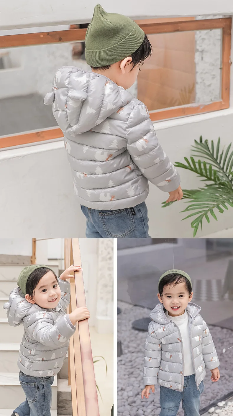 Parka para Meninas com Capuz Jaqueta de Inverno Sundae Anjo Impressão Animal Crianças Outerwear Bonito Quente Meninos Eiderdown Algodão Cabolsa 7 Cheap Casacos e Parkas