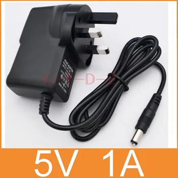 

50PCS high quality 5V1A AC 100V-240V Converter Adapter DC 5V 1A Power Supply 1000mA UK 3 Plug DC 5.5mm x 2.1mm