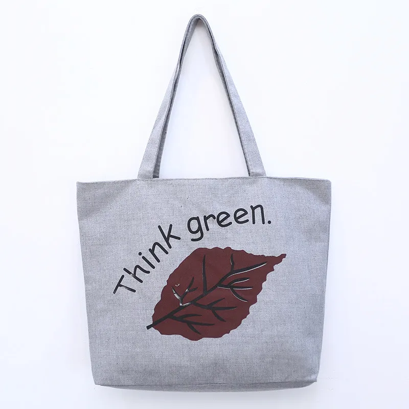 Простые листья Корейская женская сумка для покупок Женская Повседневная парусиновая сумка для покупок с буквенным принтом сумки для девочек школьные сумки для путешествий