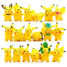 18pcs/lot Kawaii Pikachu Toys 3-6cm Pocket Monster Pikachu Cute PVC Action Figures Toys Doll Collection Model Christmas Toys