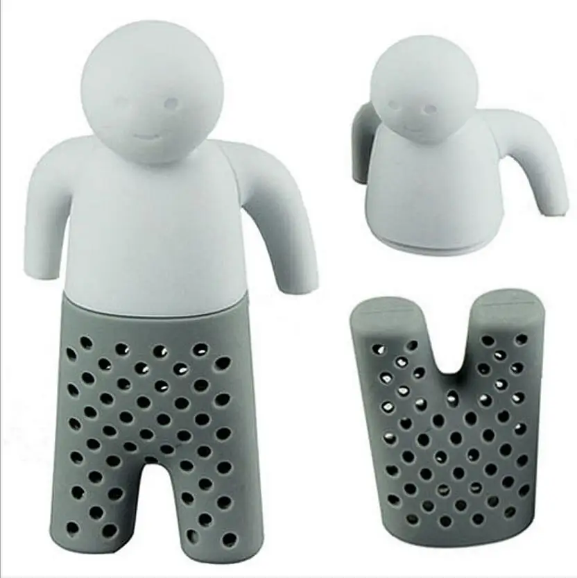 

Free shipping Leaf Tea for Brewing Mr little man tea strainer Silicone Tea bags tea making device 200pc/lot Wholesale