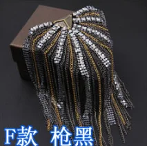 Epolette/epolet shoulder/charreteras/bling ручной работы kpop одежда аксессуары костюм украшения Броши/broches/brosche - Цвет: Черный никель