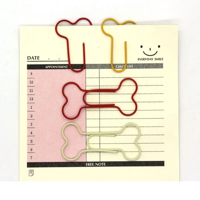 

24pcs/lot Creative colorful Metal bone shaped clip Bookmark clip PVC box packaging paperclips color mixed school office supply