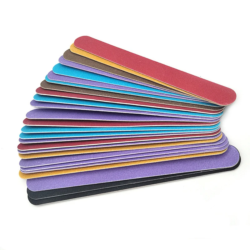 

20pcs/lot Colorful Sandpaper Nail File For Gel Manicure Buffer Sanding Wooden Nail Files 100 180 Lixa De Unha Limas Nail Tools