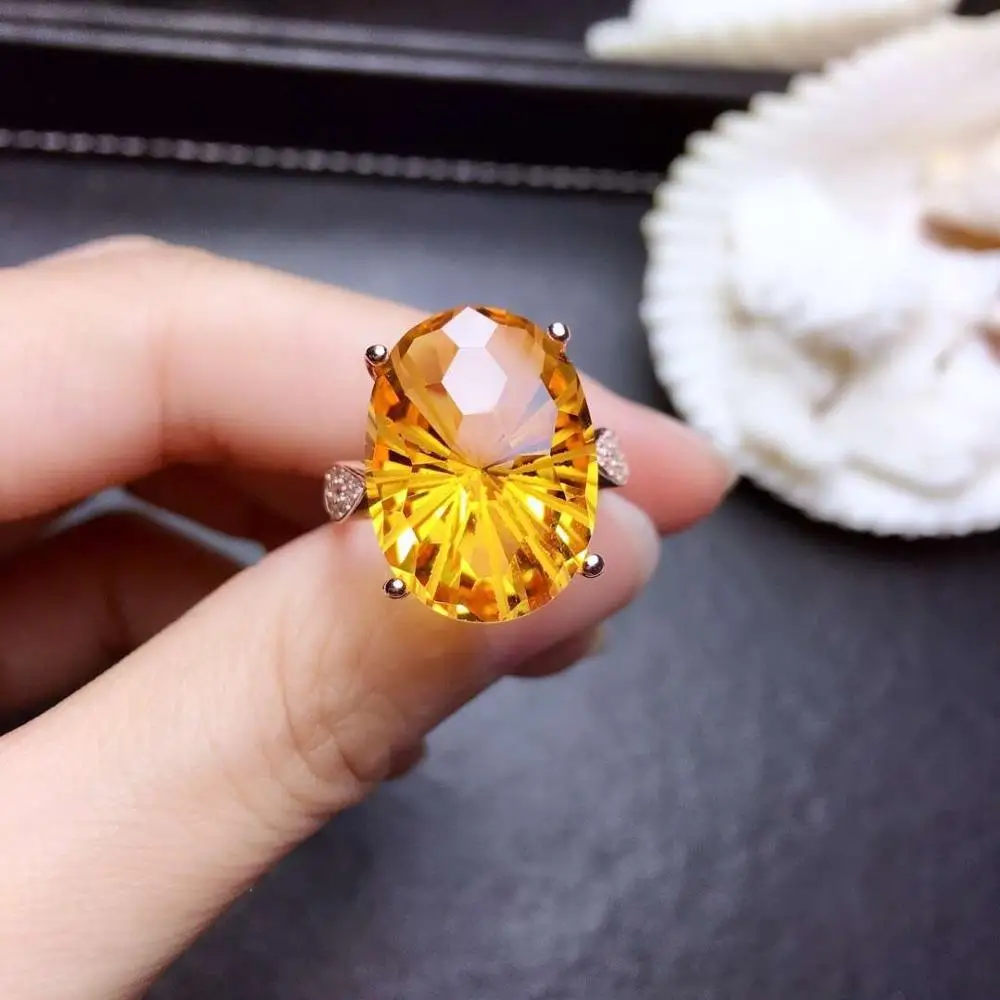 

Yellow gemstone ring with silver citrine jewelry for men