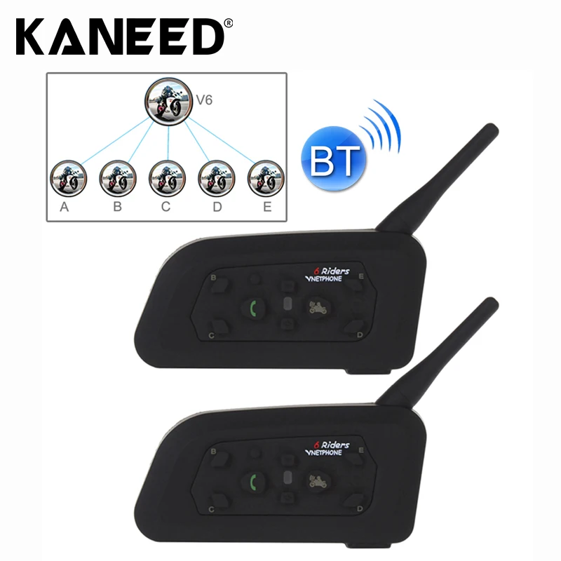 2 PCS V6-1200 1200m 6 Riders Bluetooth Multi-Interphone Headsets for Motorcycle Helmet