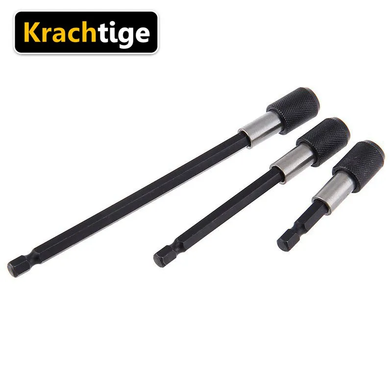 

Krachtige 3Pcs Magnetic Screwdriver Extension Bit Set Quick Release 1/4 Hex Shank Tools Set Drill Bits Holder 60mm 100mm 150