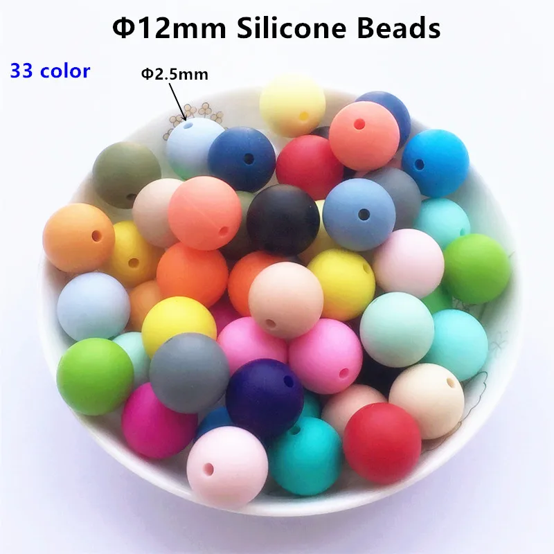 

Chengkai 500pcs 12mm Silicone Teether Beads DIY Baby Shower Pacifier Dummy Chewing Jewelry Sensory Toy Making Beads BPA Free