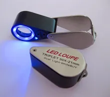 30X 21mm Dual Light-White & UV Ring LED Illuminated Diamond Folding Loupe For Jewelry Identifying