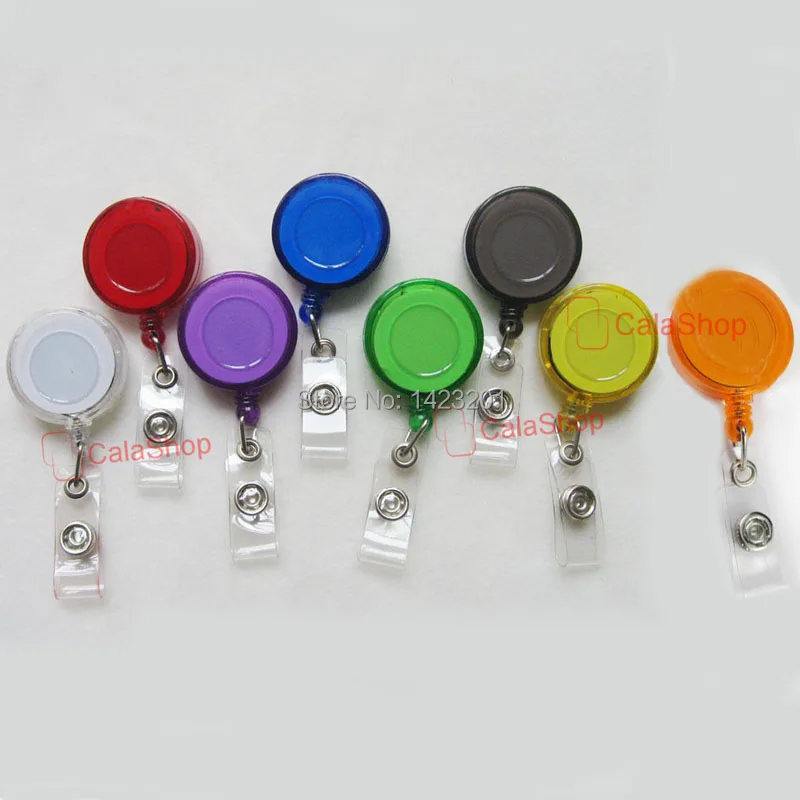 

20 Pcs / Lot 32mm Clear Retractable Reel with Belt Clip for ID Badge Holders Key Cards Name Tag Holders