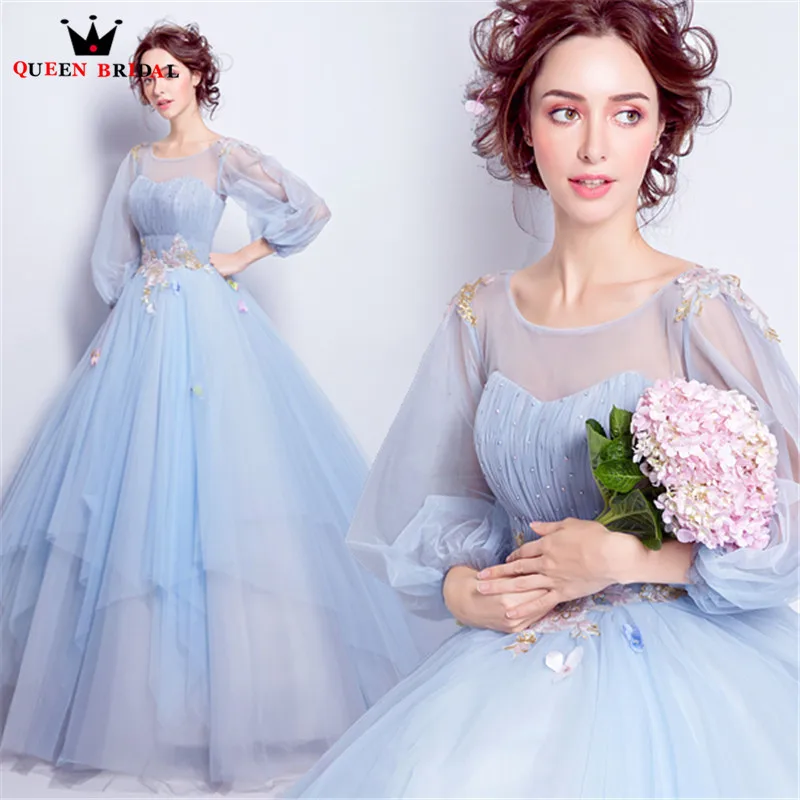 light blue ball gown prom dress