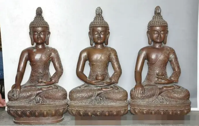

S00881 24" chinese buddhism bronze 3 sakyamuni Tathagata Sambo Buddha immortal statue (B0328)