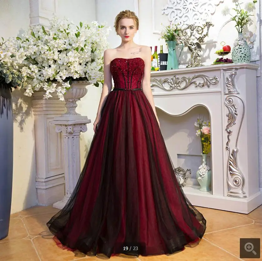 ^Cheap 2017 Robe De Soiree new a line burgundy heavily beading prom dress with sashes strapless corset formal prom dresses best selling ^Cheap 2017 Robe De Soiree new a line burgundy heavily beading prom dress with sashes strapless corset formal prom dresses best selling
