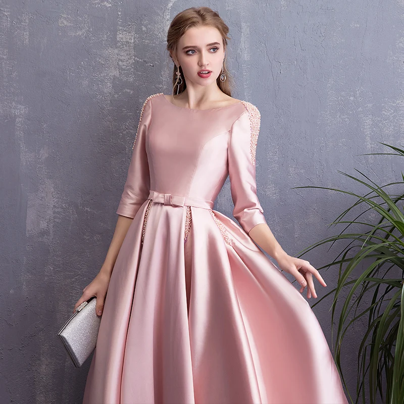 CEEWHY Pink Formal Dresses Evening Gown Plus Size Elegant Beading Evening Dress Long Sleeve Prom Dress Women Robe de Soiree CEEWHY Pink Formal Dresses Evening Gown Plus Size Elegant Beading Evening Dress Long Sleeve Prom Dress Women Robe de Soiree