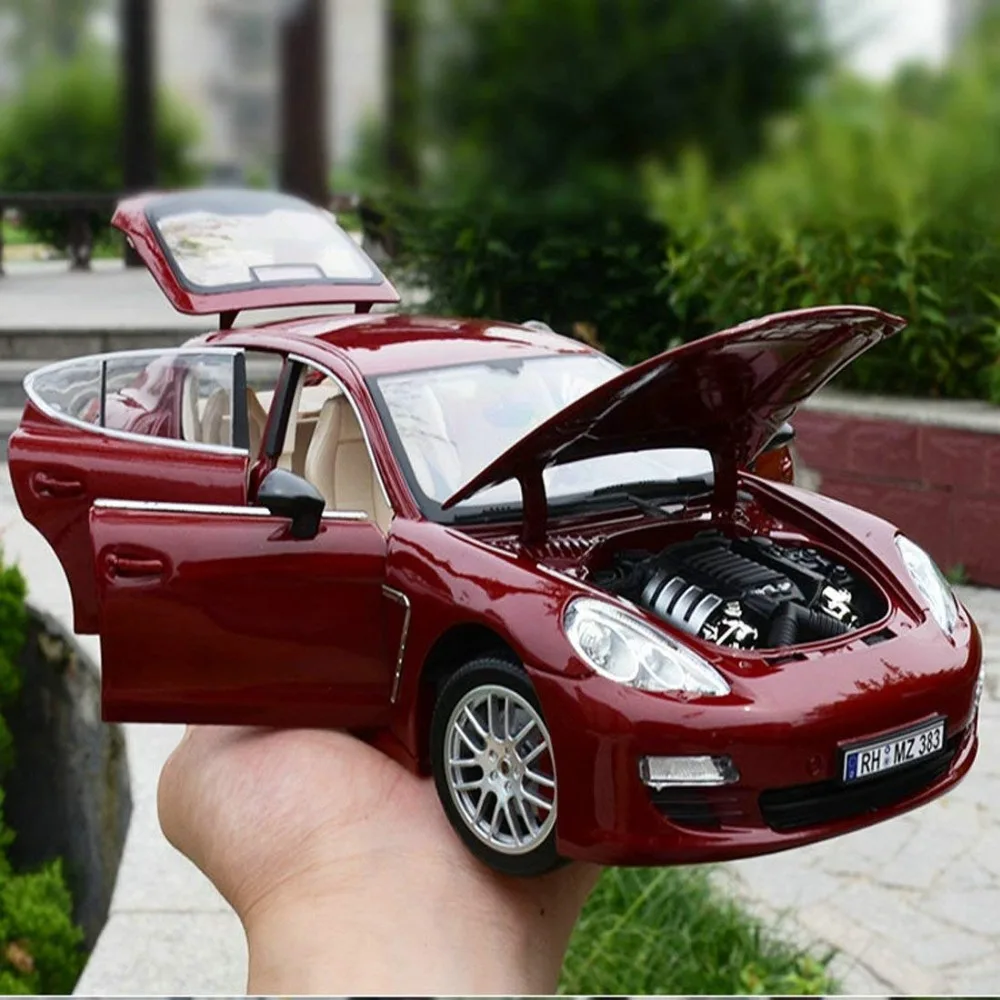 Goedkoop 118 Simulatie legering sportwagen model Voor Porsche Panamera met stuurbediening voorwielbesturing speelgoed voor Kinderen