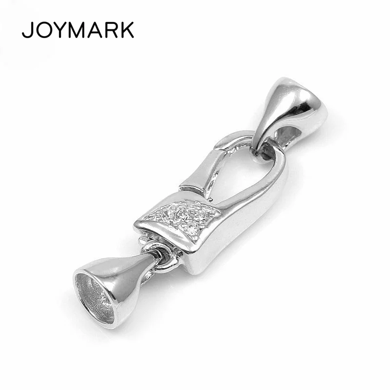

925 Sterling Silver Micro Pave Zircon Lobster End Caps Clasp Connector For Pearl Necklace And Bracelet SC-CZ034