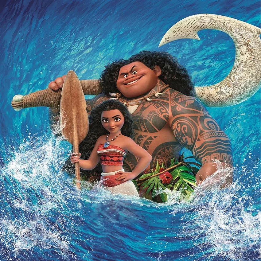 

Moana Vaiana Ocean Photographic Background Blue Seawater Vinyl Happy Birthday Photo Backgrounds Customize Banner Backdrops